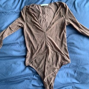 Aritzia brown see-through body suit
